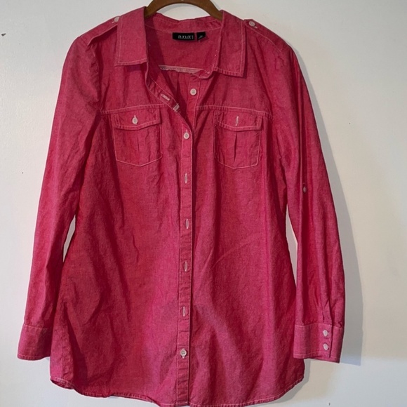 A.N.A A New Approach Pink Button Front Shirt PM Petite Cotton - Picture 2 of 8
